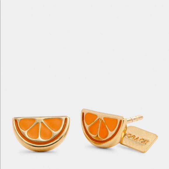 🔥 Coach orange slice earrings - Picture 1 of 3